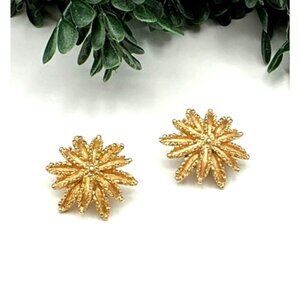 Vintage Gold-Toned Starburst Clip-On Earrings by AVON